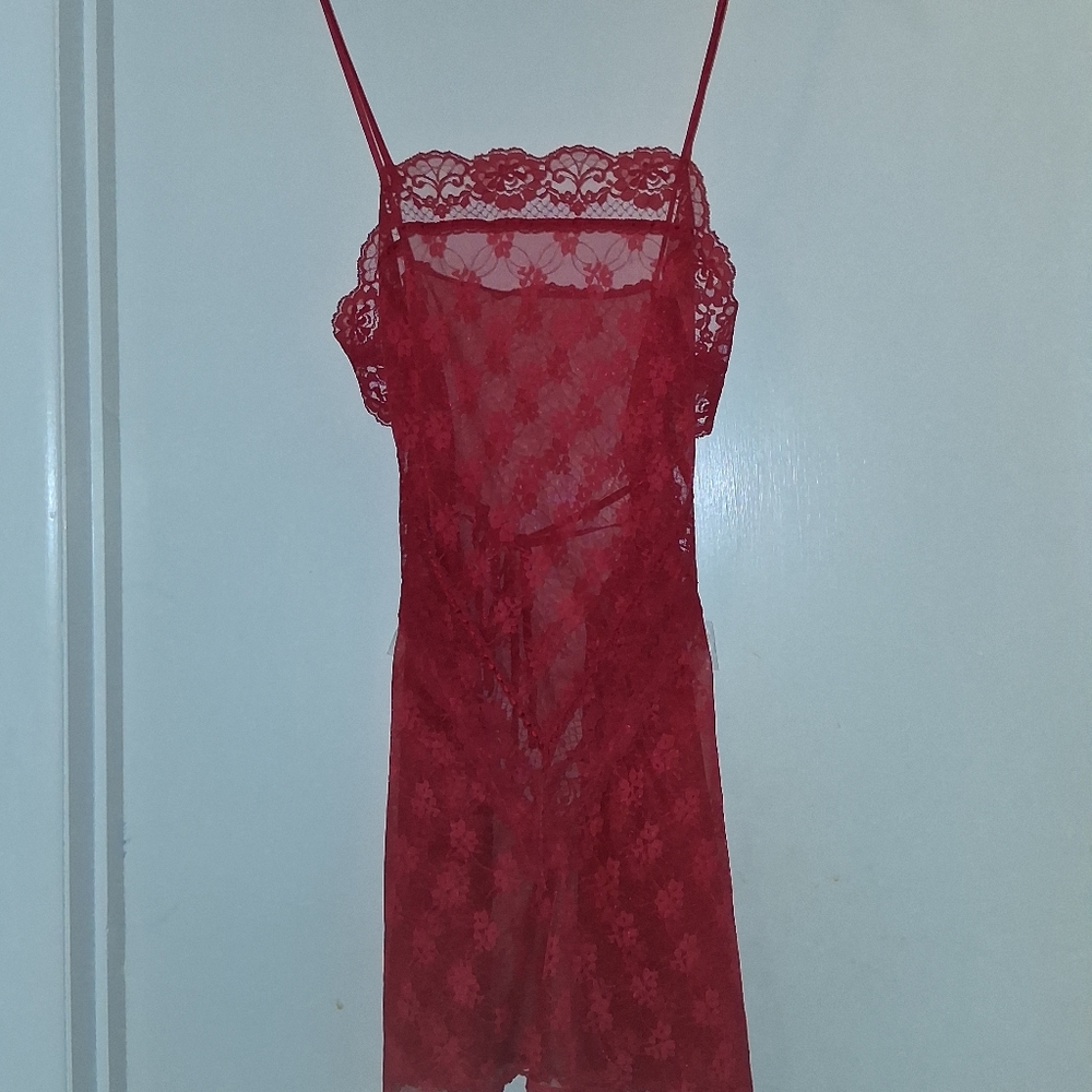Chic Red Lace Slip Dress